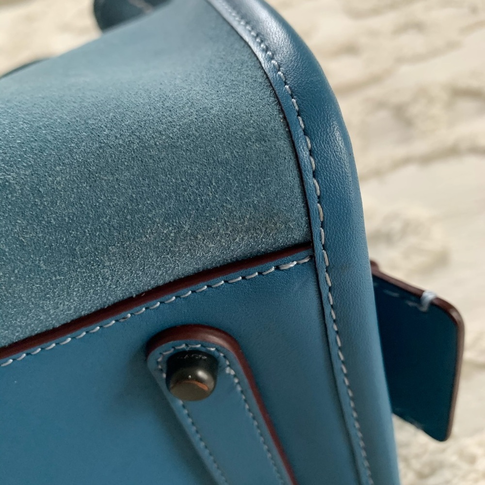 Coach blue chambray suede rogue 25 handbag - Picture 3 of 8